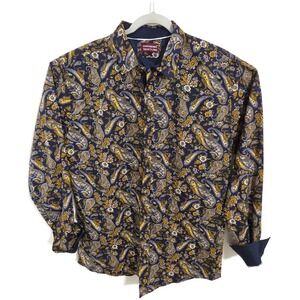 Consequence Shirt Mens XL Blue Paisley Long Sleeve Button Front Casual Woven
